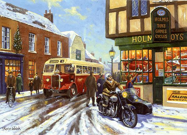 Christmas in the High Street - Classic Motoring Christmas Card A012