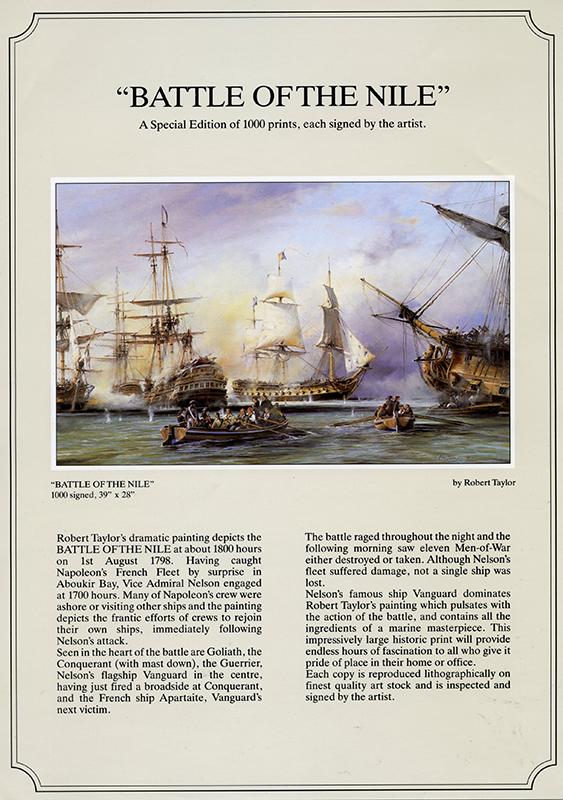 The Battle of the Nile by Robert Taylor - Sales Brochure - Grade B