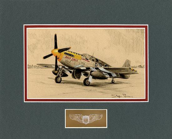 P-51B Mustang 'Bald Eagle' by Stephen Brown - Original Drawing