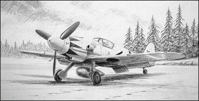 Me109 of Erich Hartmann by Stephen Brown - Original Drawing