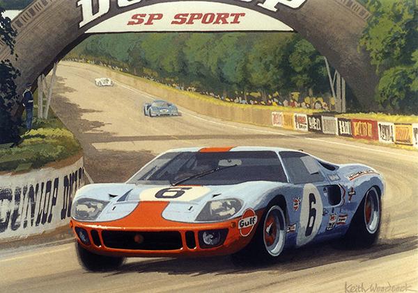 Close Victory on Tetre Rouge - Ford GT40 LeMans Greetings Card S002