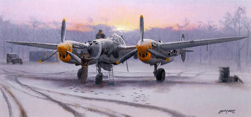 Winter of '44 - P-38 Lightning Christmas Card M530