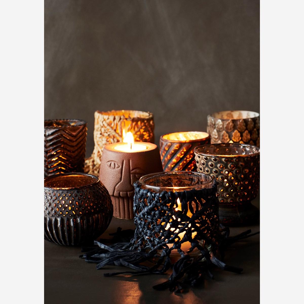 Glass Votive With Painted Stripes