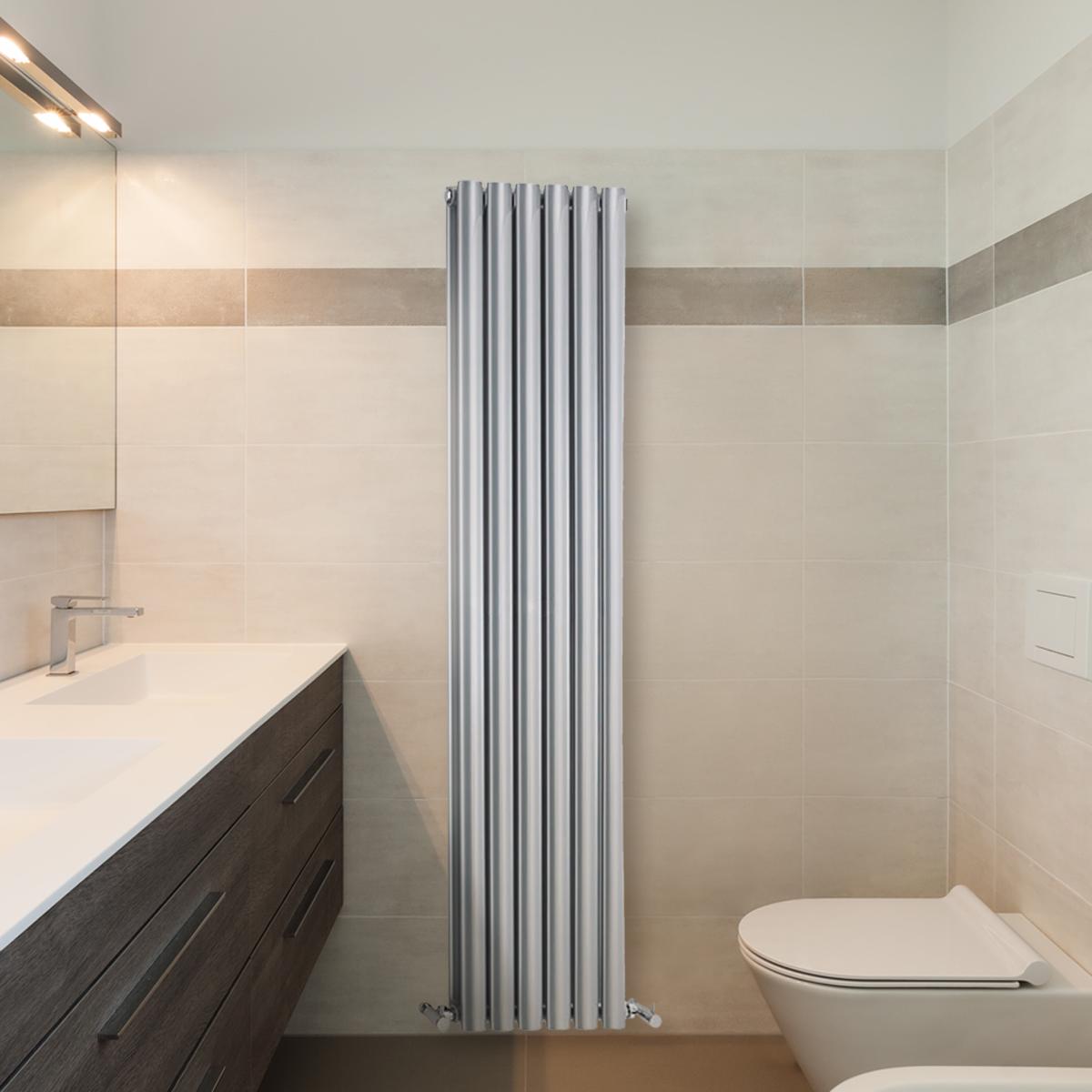 Beverly Silver Vertical Designer Radiator L 1800mm x W 354mm Double ...
