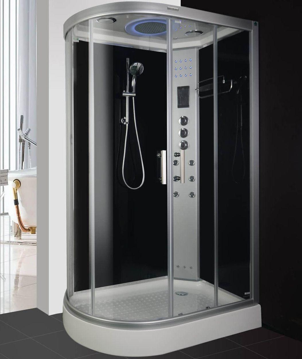 Lisna Waters LW18 1200 x 800 Steam Shower Cabin Right Handed Black