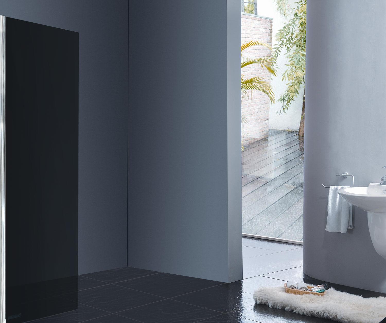 Lisna Waters Valencia 500mm Smoked Black 8mm Glass Wet Room Shower