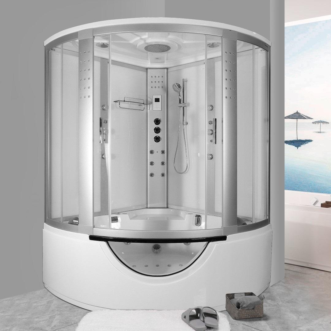 LWW6 1500mm x 1500mm Corner Steam Shower Cabin Whirlpool and Airspa Bath -  White