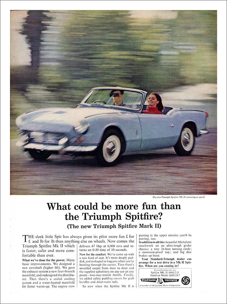 Triumph Spitfire, Car Advert, 1960s : Art Print £7.99 / Framed Print £ ...