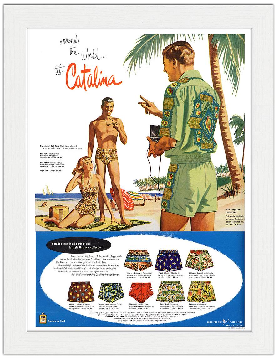 Catalina Swimwear, Mens Fashion Advert 1950s : Art Print £7.99 / Framed ...