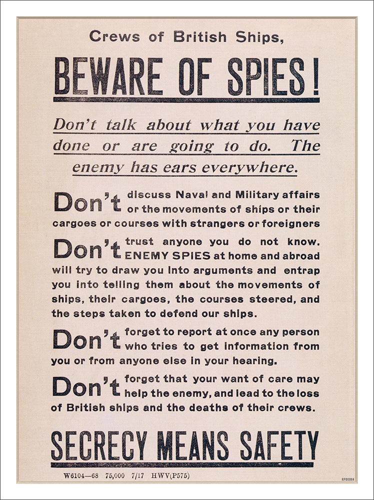 Beware Of Spies War Poster : Art Print £7.99 / Framed Print £22.99 / T ...