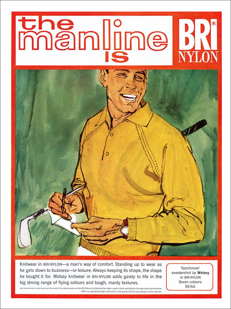 Manline, Bri-Nylon, Menswear, Golf, 1960s : Art Print £7.99 / Framed