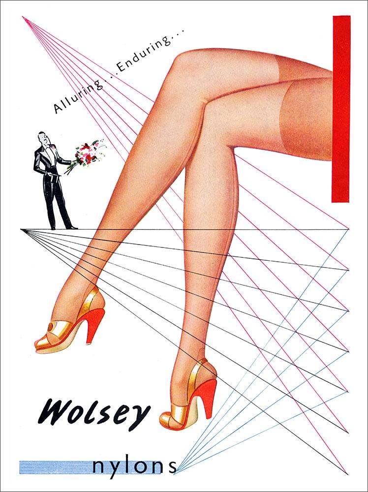 Wolsey Nylons, Vintage Lingerie Advert 1950s : Art Print £7.99 / Framed ...