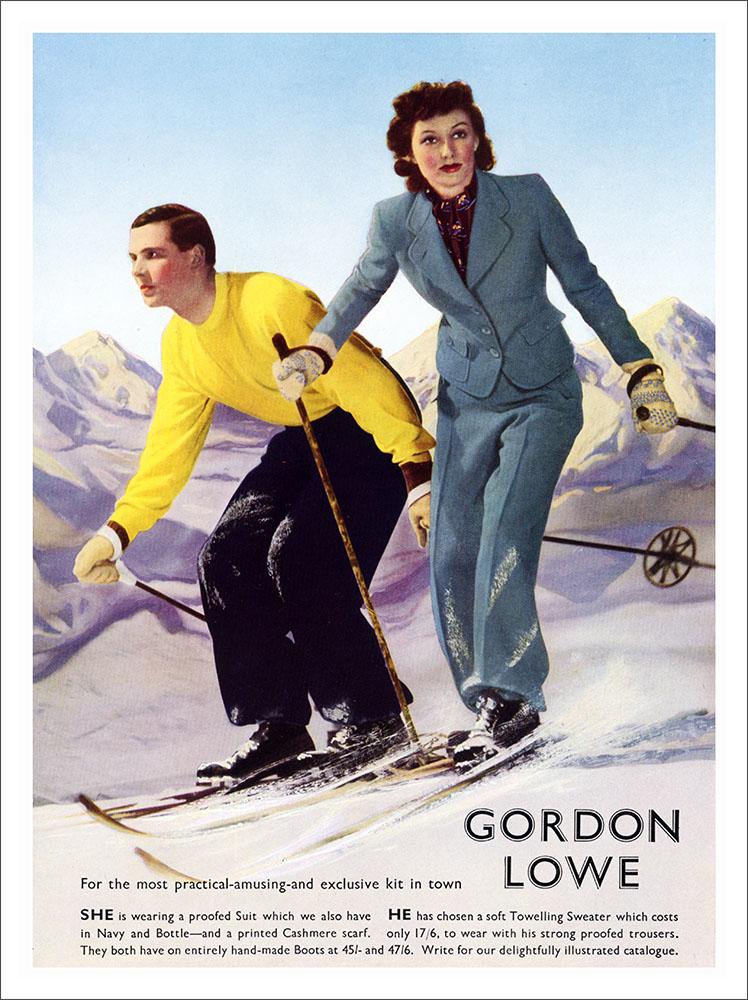 Gordon Lowe Ski Wear, Winter Sports Advert, 1930s : Art Print £7.99 ...