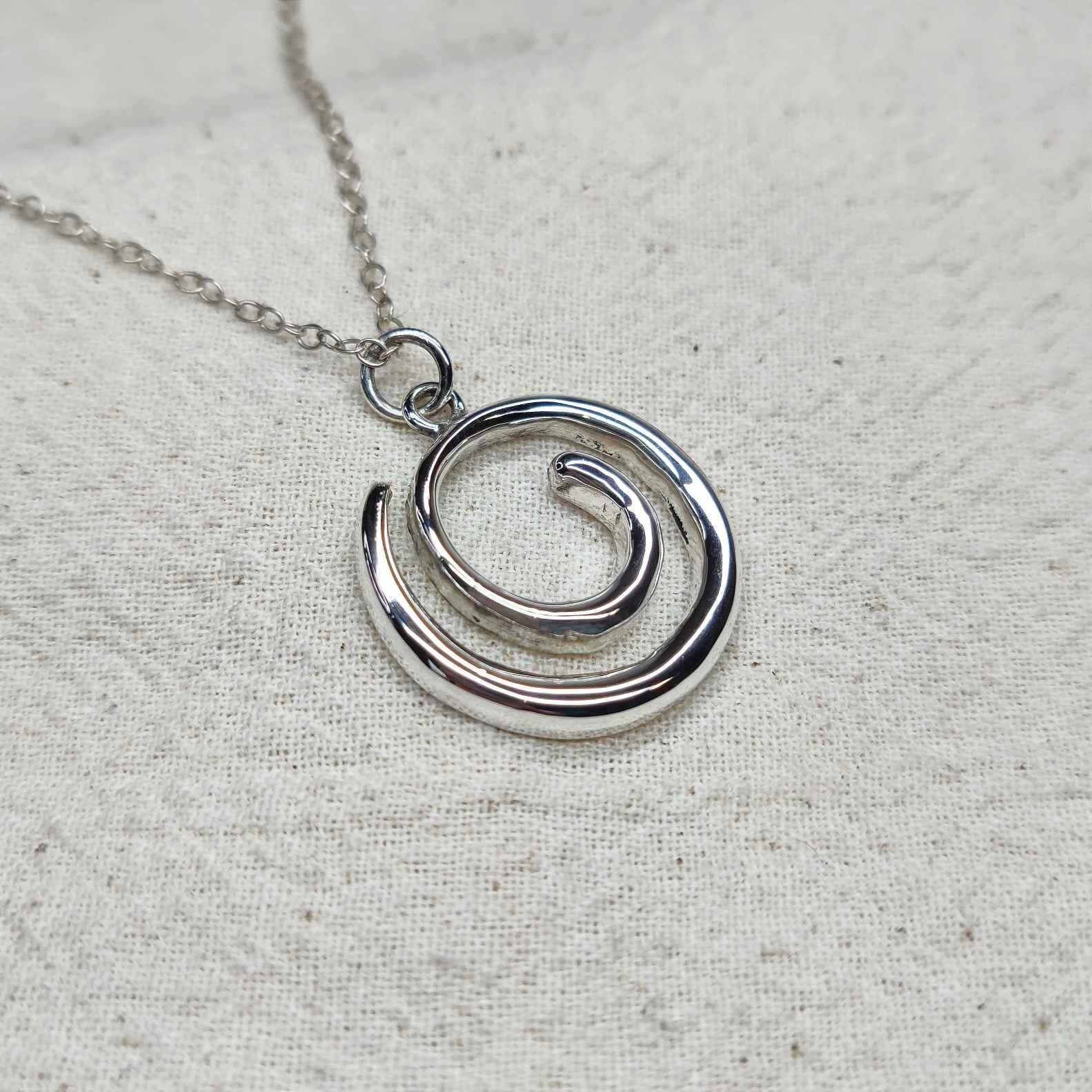 Sterling Silver Three Quater Spiral Pendant, infinity spiral, Celtic spiral necklace, handmade in Scotland