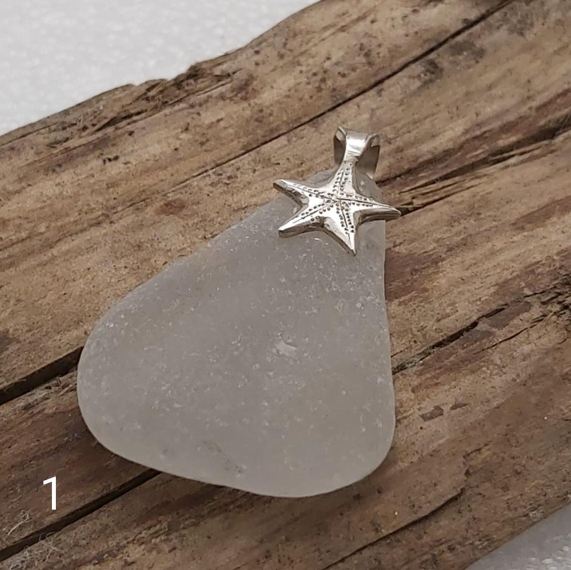 Sea Glass Pendant Star Fish Bail 01
