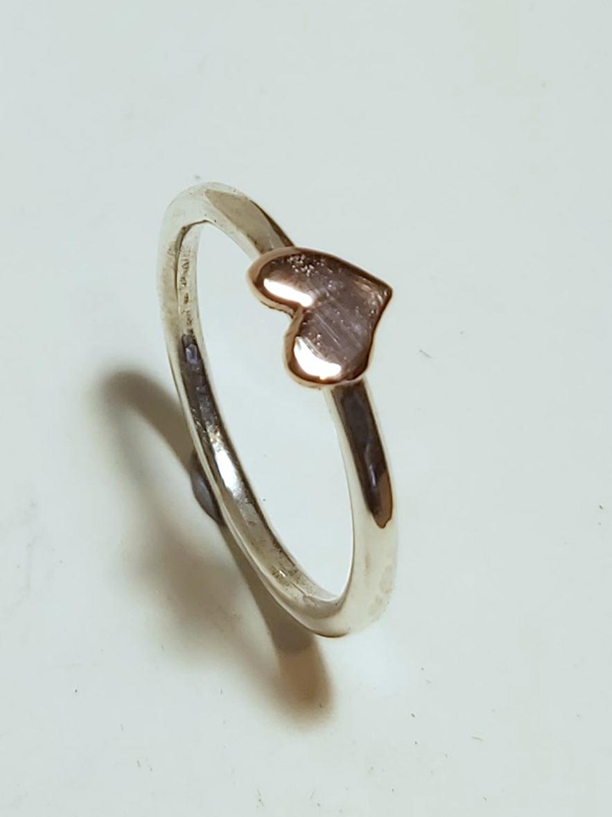 Sterling Silver and Copper Heart Ring