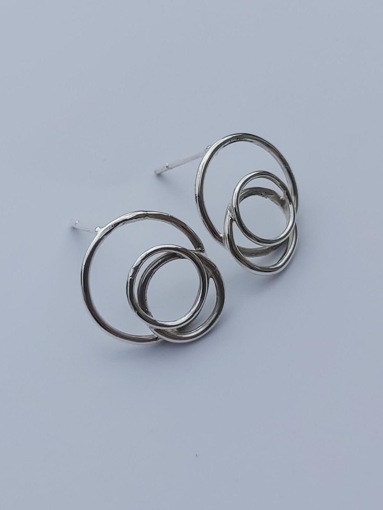 Sterling Silver Circles Stud Earrings