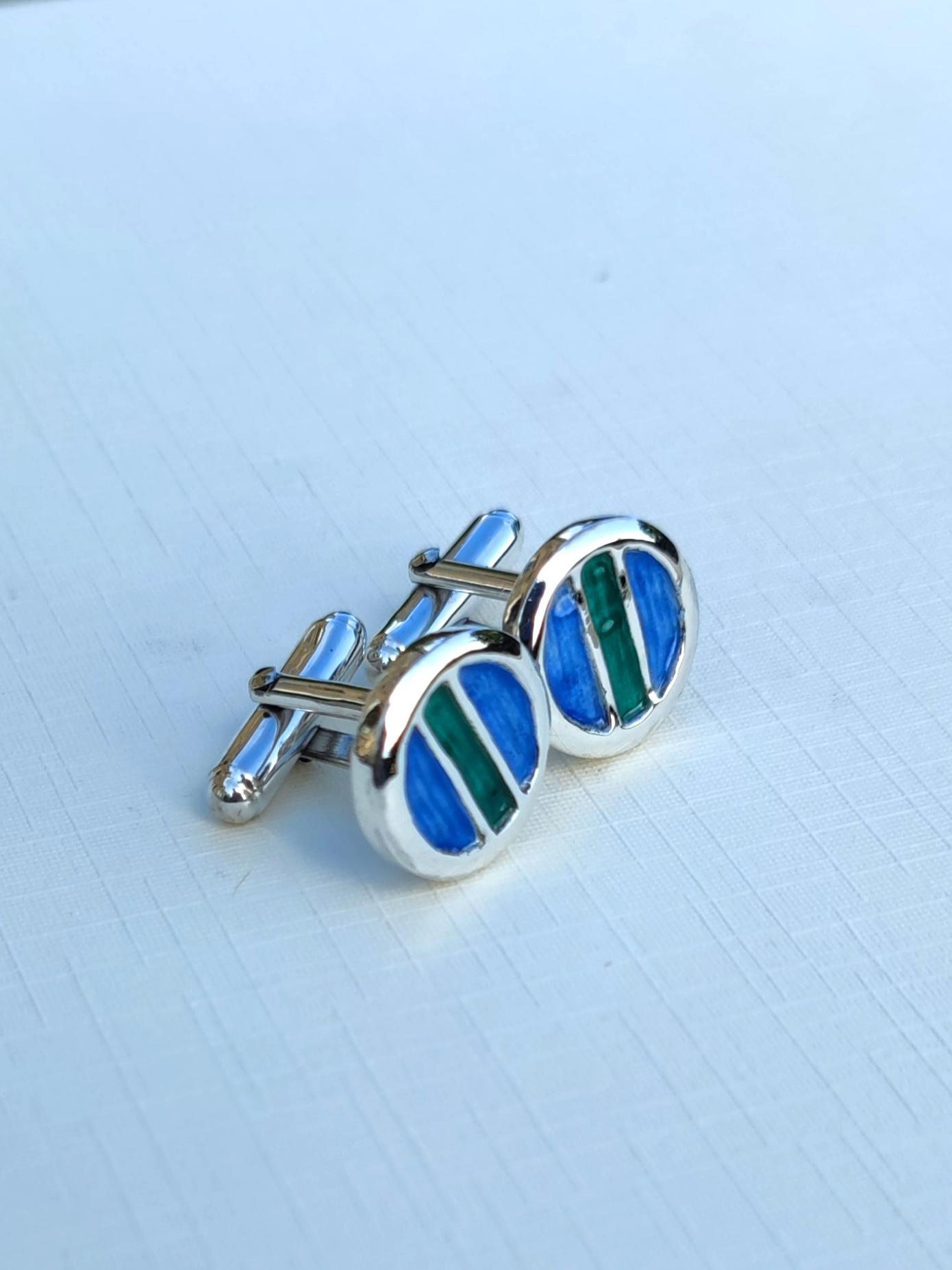 Sterling Silver Enamelled Cufflinks