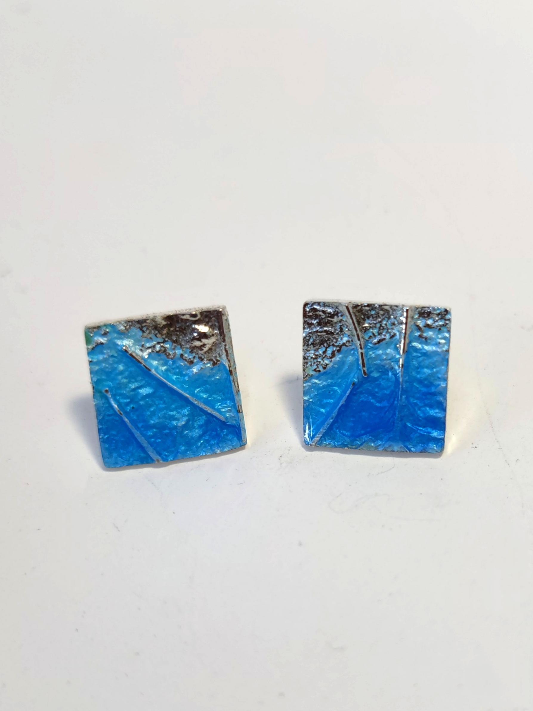 Sterling Silver Seascapes Enamelled Stud Earrings