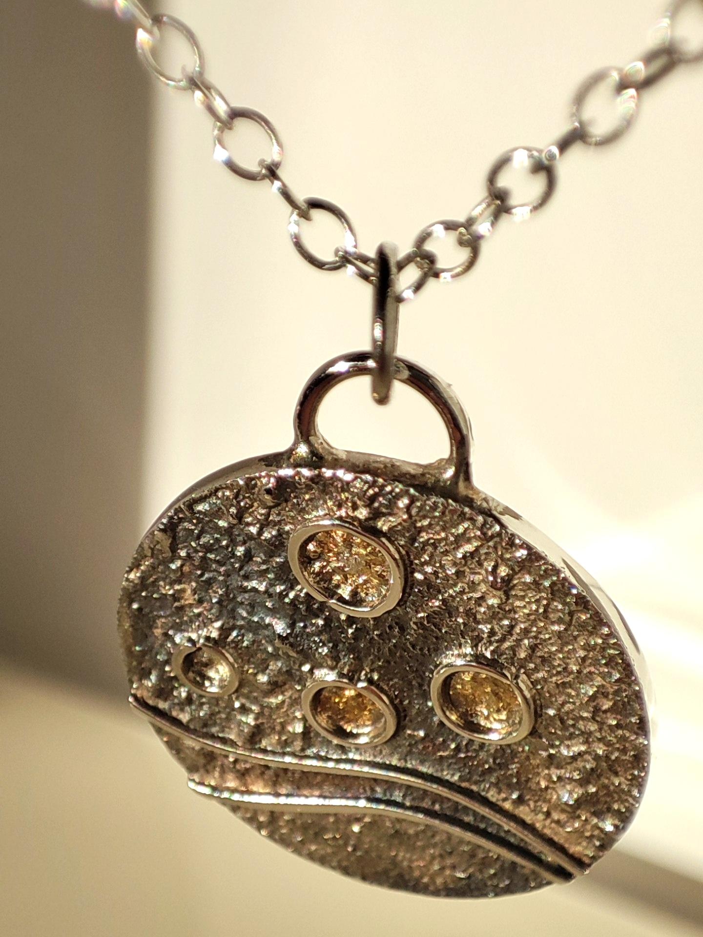 Sterling Silver Lunar Landscapes Pendant with 24 Carat Gold