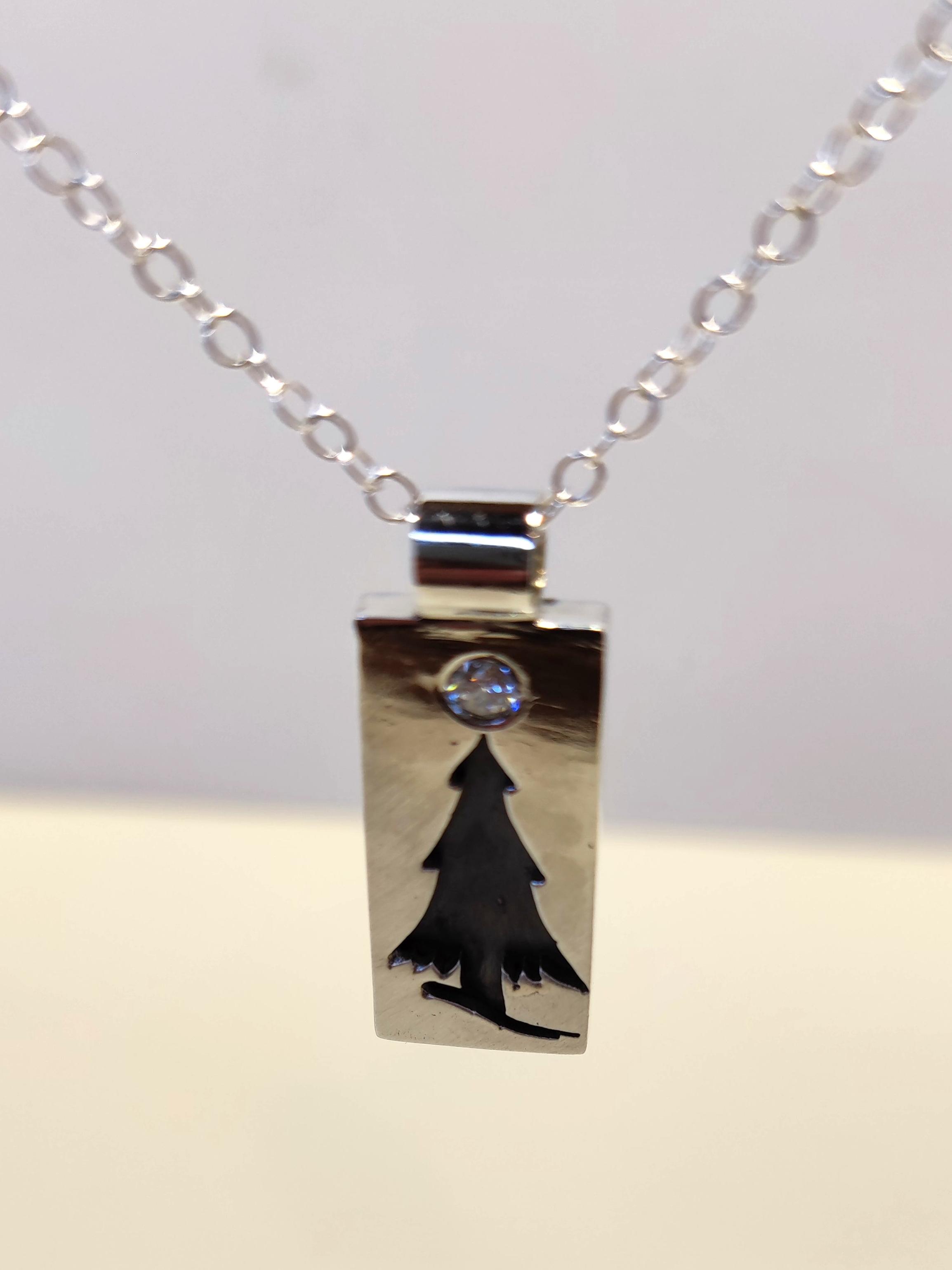 Sterling Silver Oxidised Christmas Tree Pendant