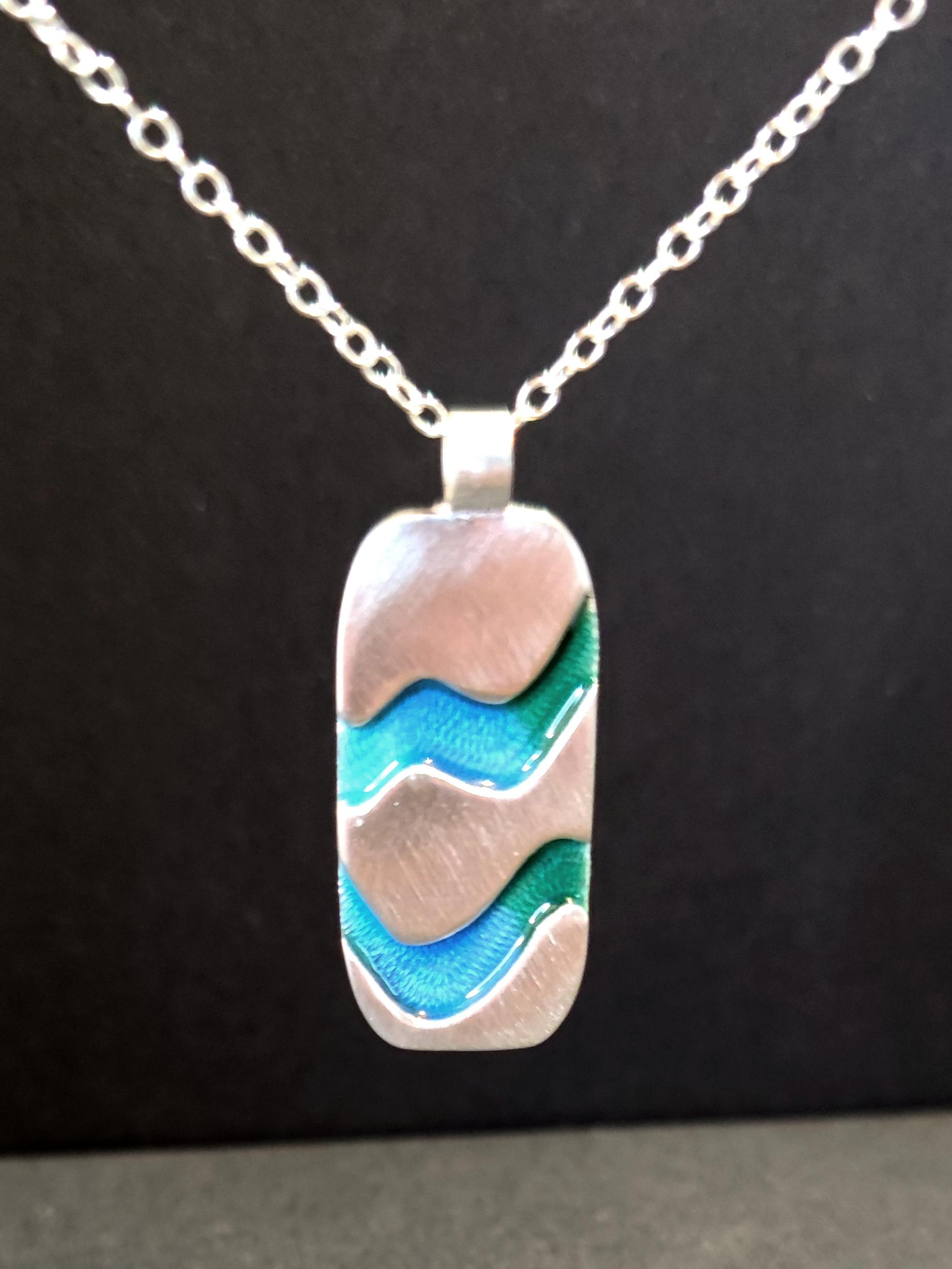 Sterling Silver Flow Rectangular Pendant