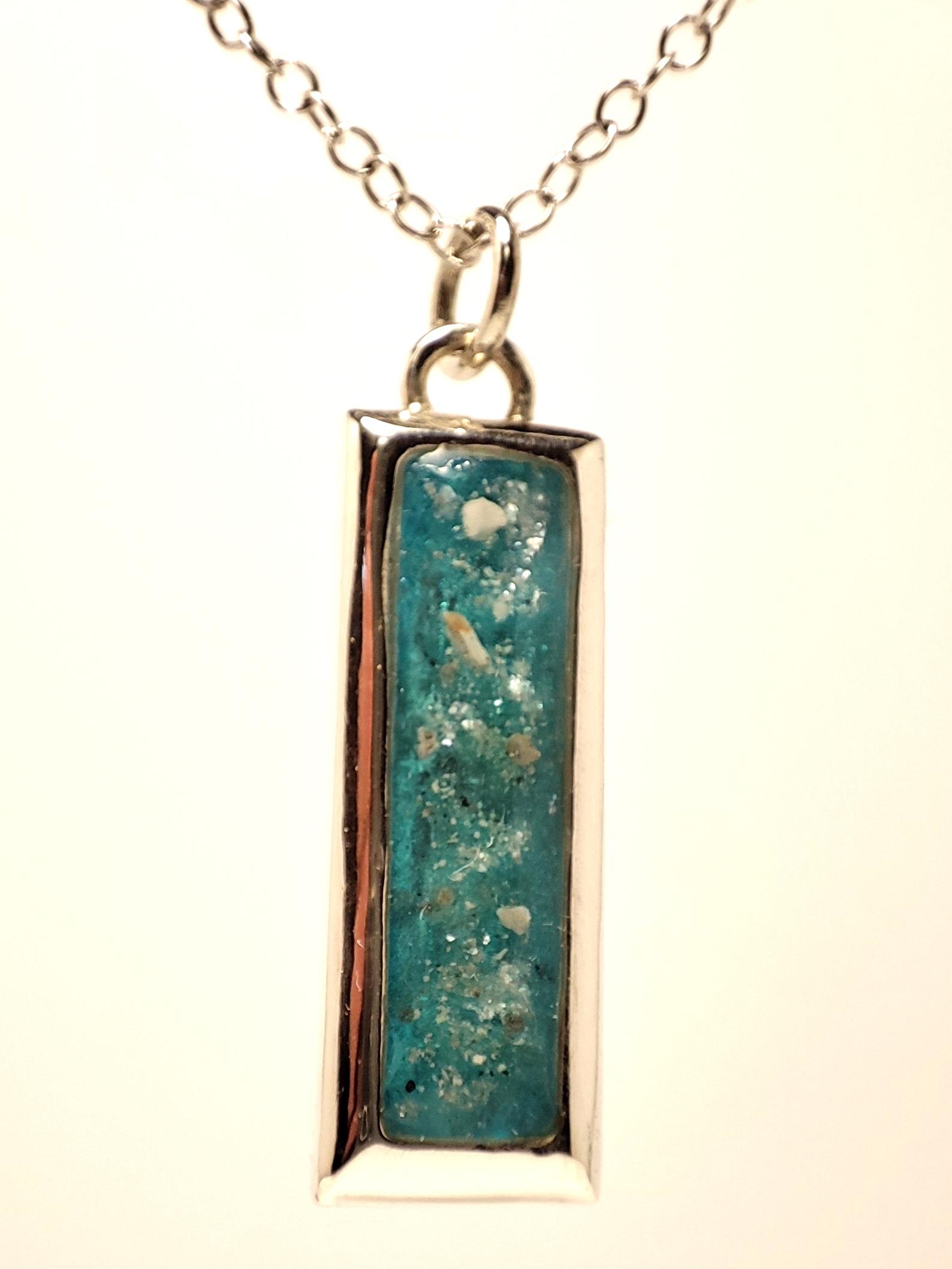 Sterling Silver Rectangular Memorial Pendant