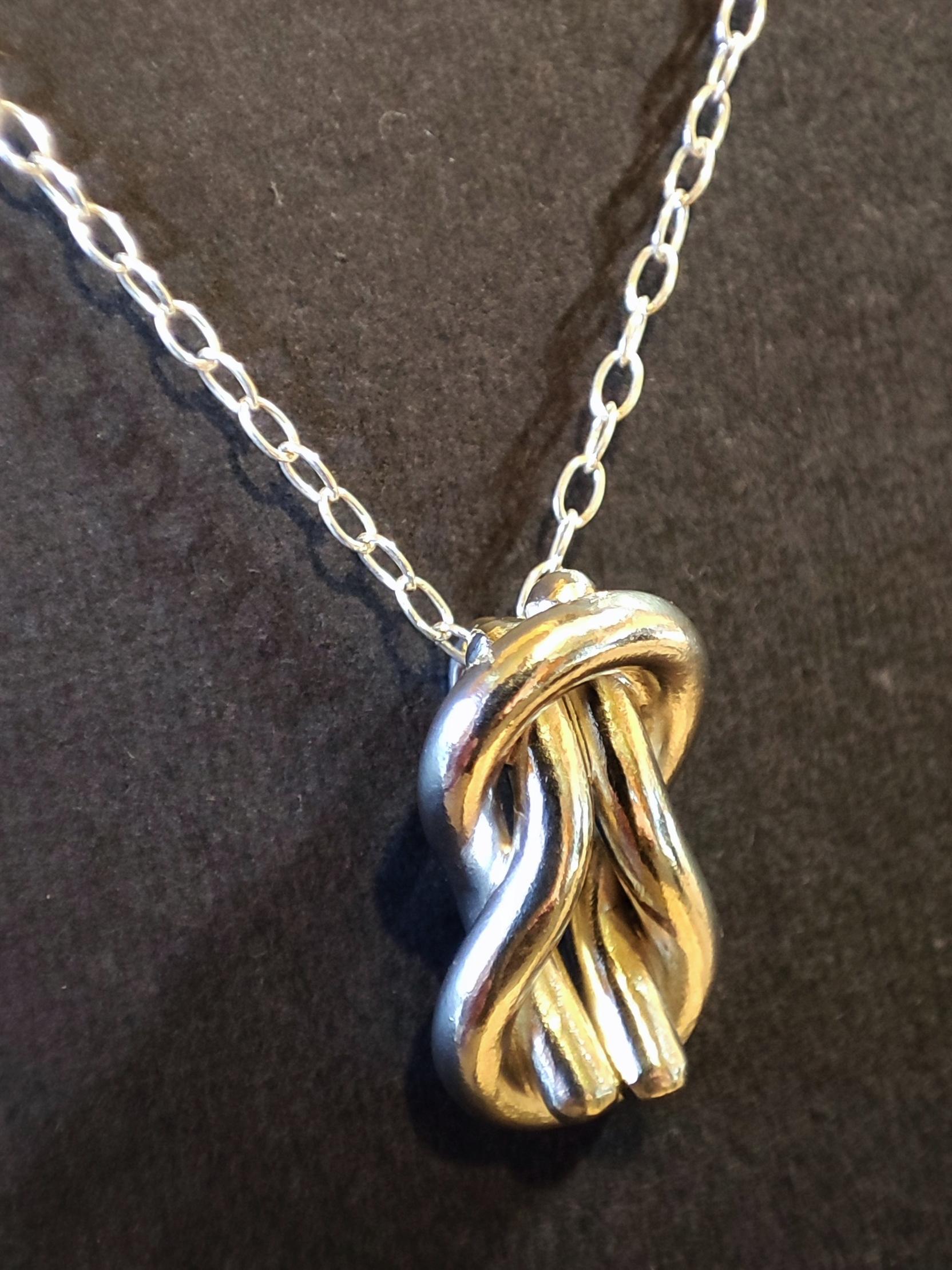 Sterling Silver Chunky Reef Knot Pendant