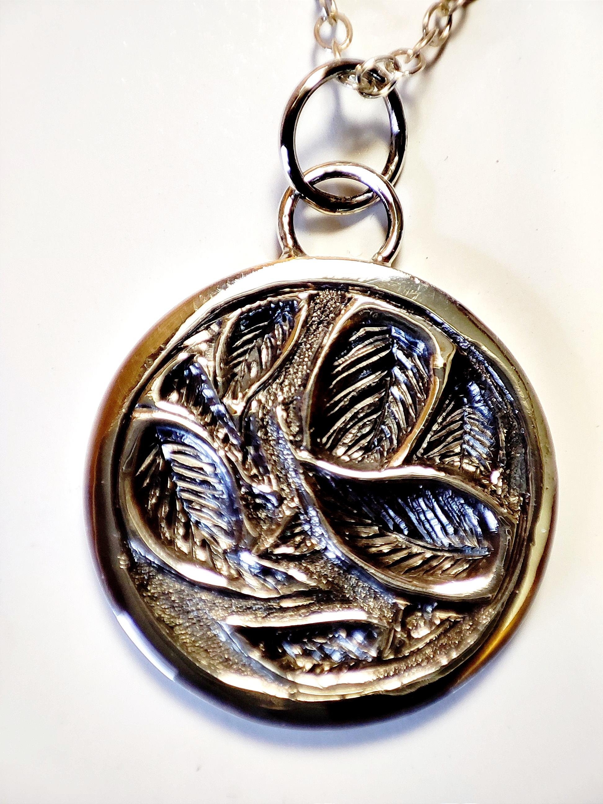 Hand Engraved Leaf Pendant in Sterling Silver
