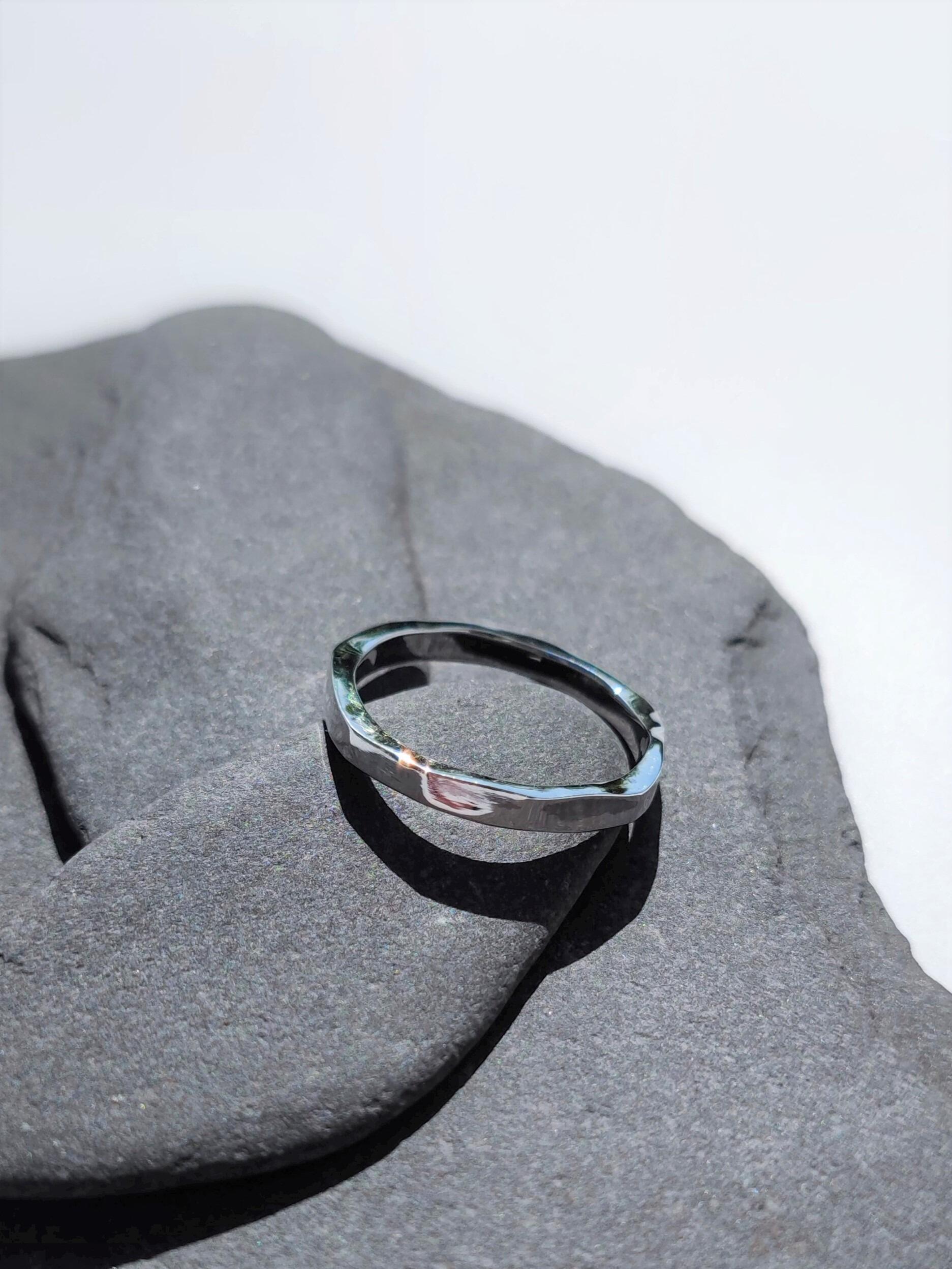 Hammered Angular Stacking Ring made from recycled Sterling Silver