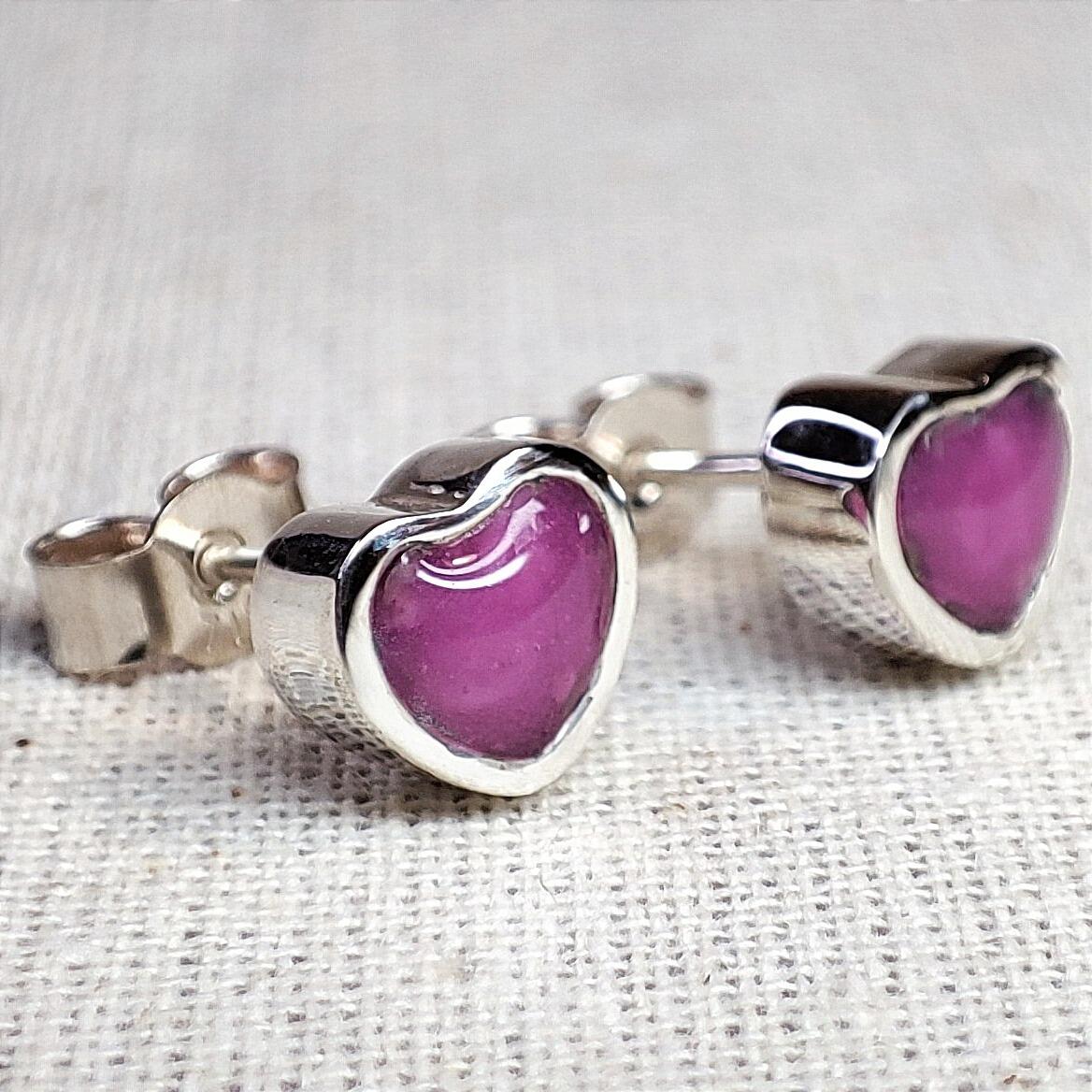 Sterling Silver Memorial Heart Stud Earrings