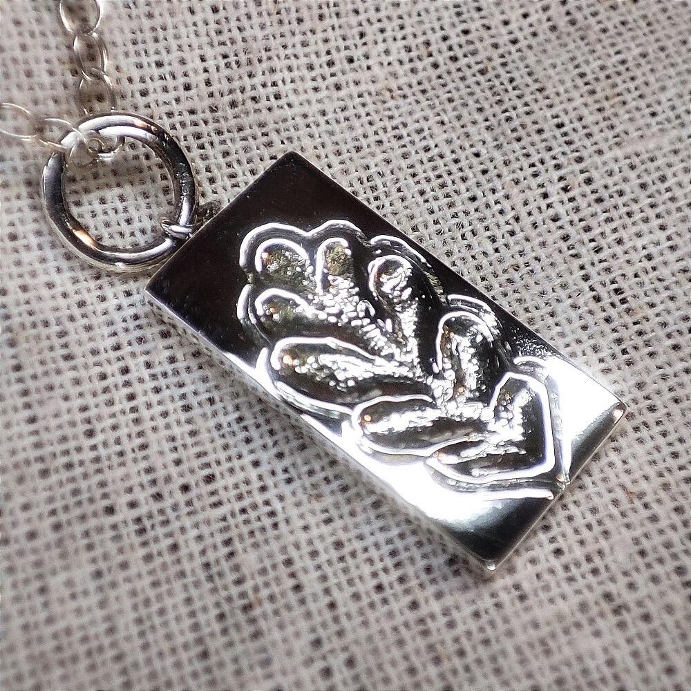 Hand Engraved Rectangular Oak Leaf Pendant