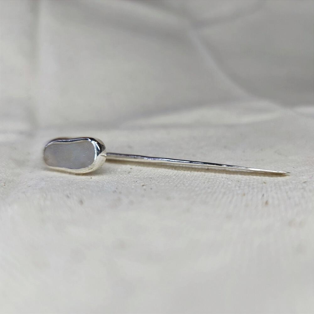 Sterling Silver Bookmark with a bezel set white piece of sea glass