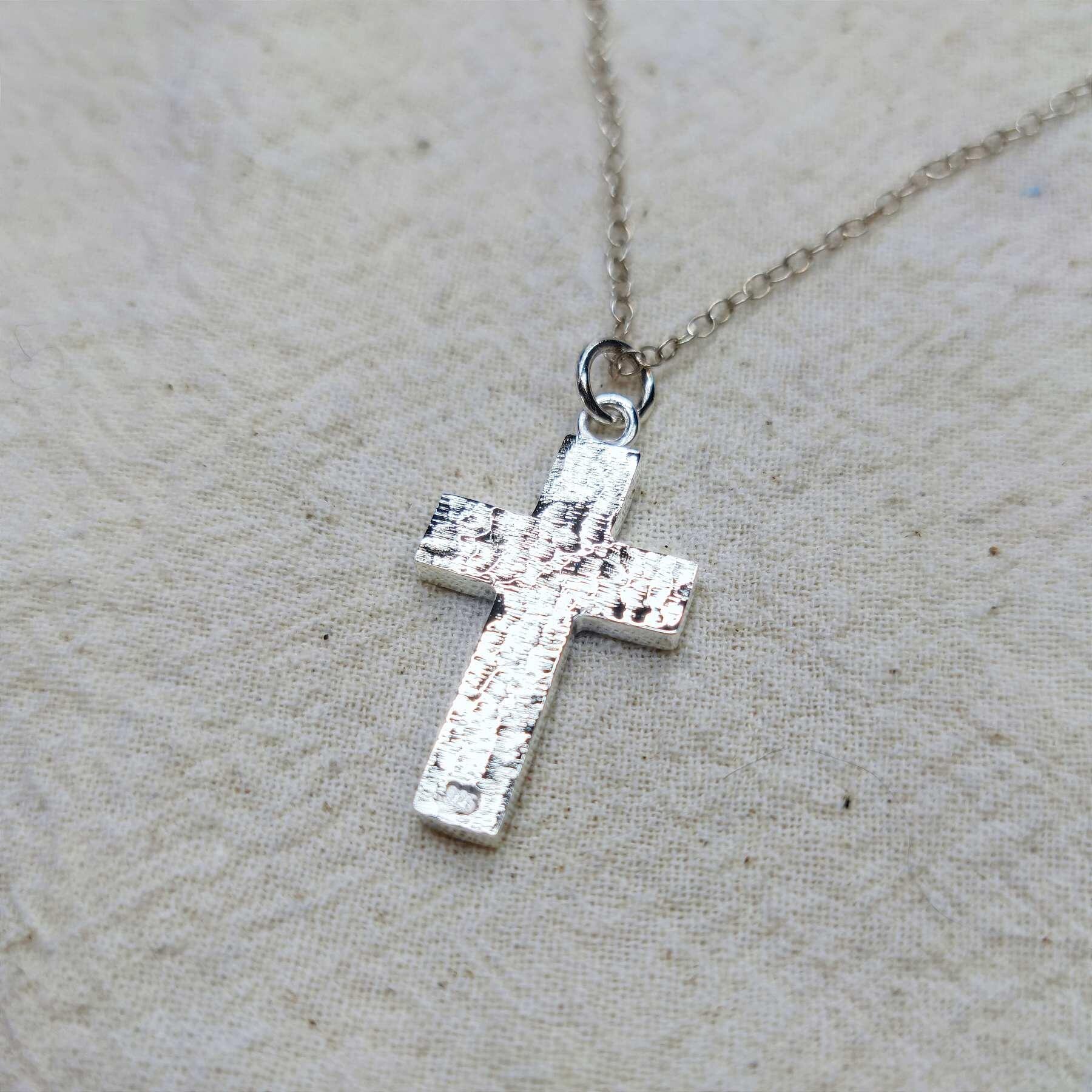Chunky Sandcast Crucifix with Lapis Blue Vitreous Enamel