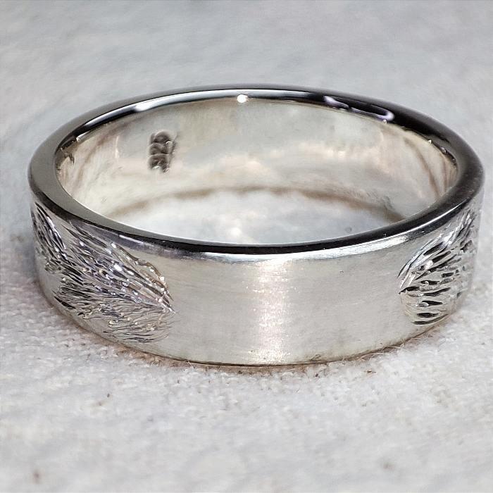 Hand Engraved Scots Pine Tree Ring