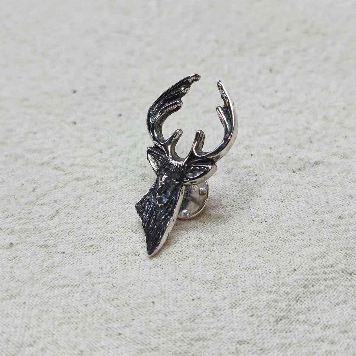 Sterling Silver Detailed Stag Head Tie Pin