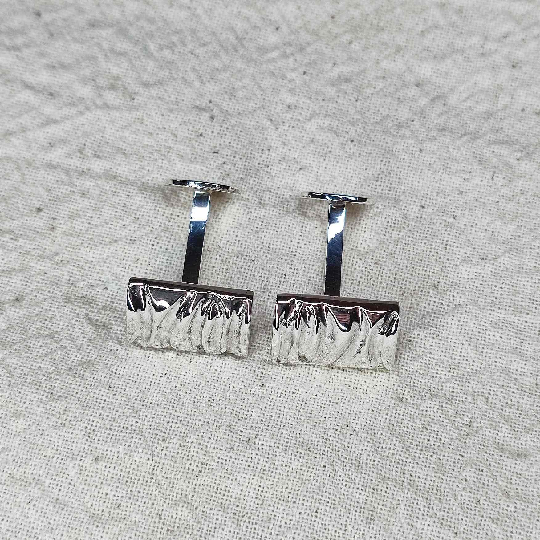 Recycled Sterling Silver Carved Cufflinks, handmade in Scotland