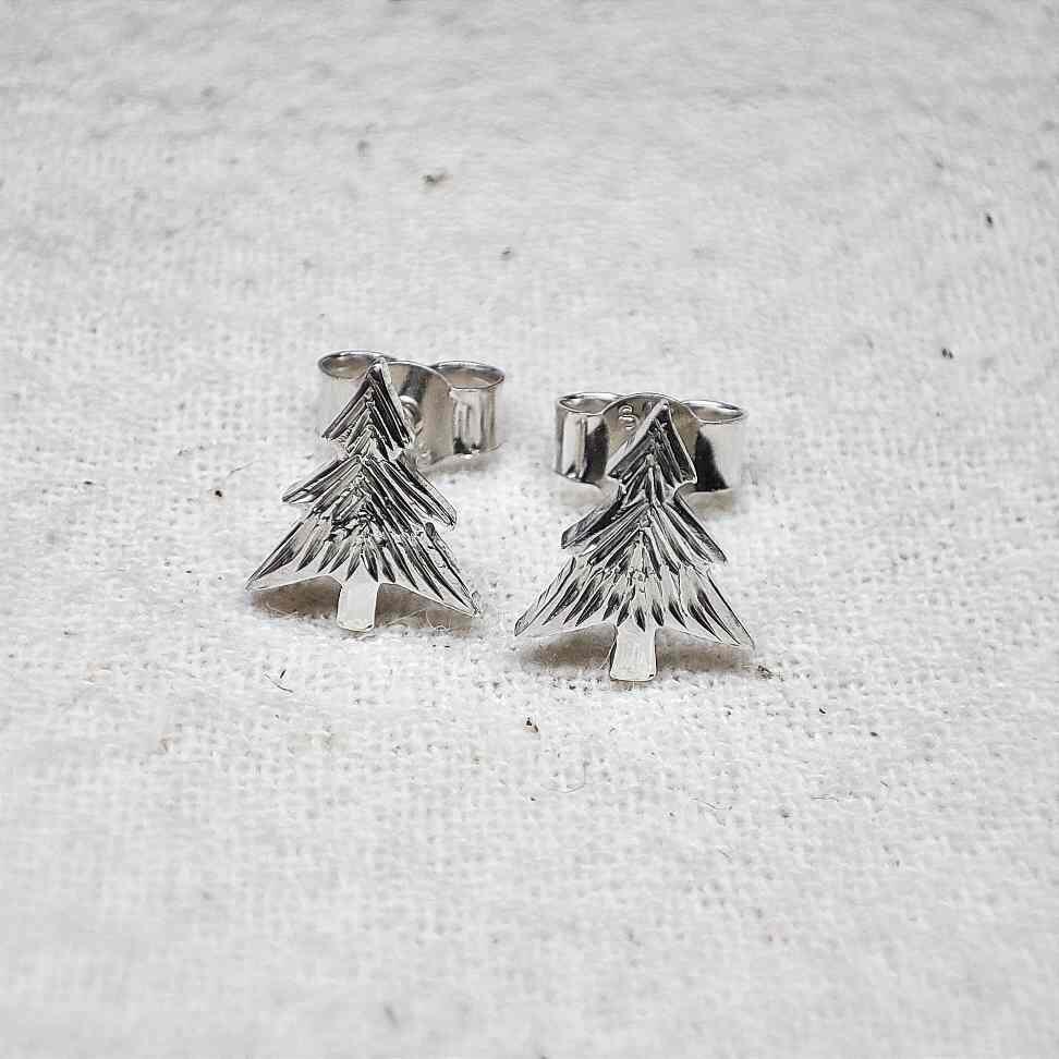 Sterling Silver Christmas Tree Stud Earrings