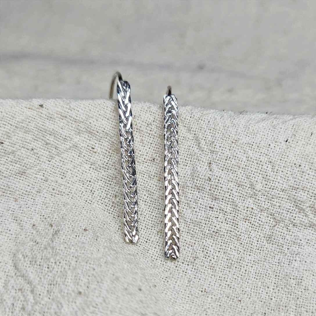 Sterling Silver Plait Drop Earrings