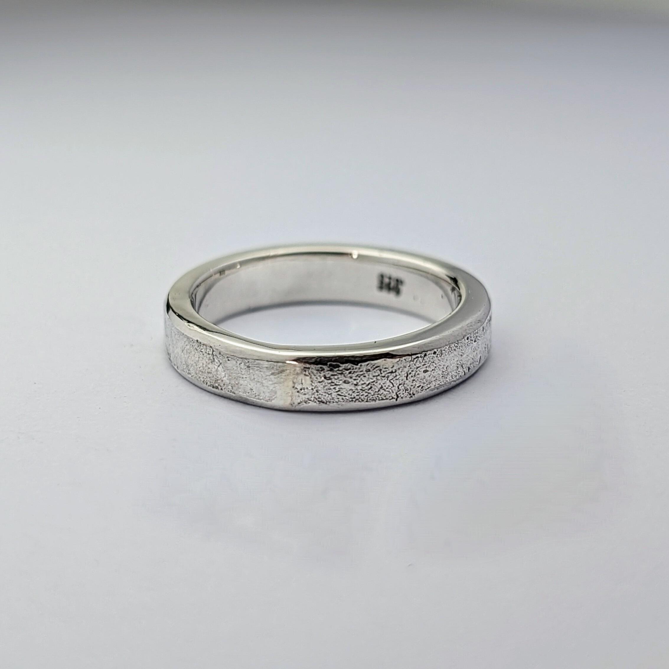 Granite Wedding Ring Set, handmade with recycled sterling silver