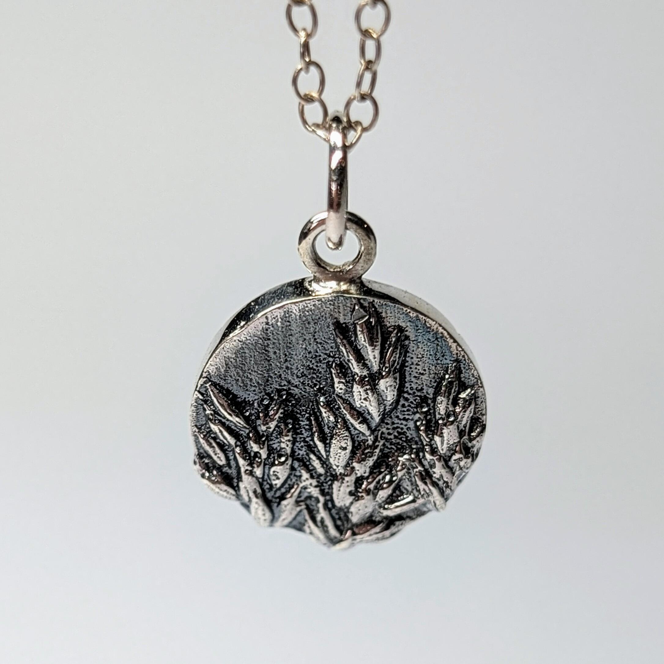 Wild Grass Seed Head Pendant, handmade with recycled sterling silver