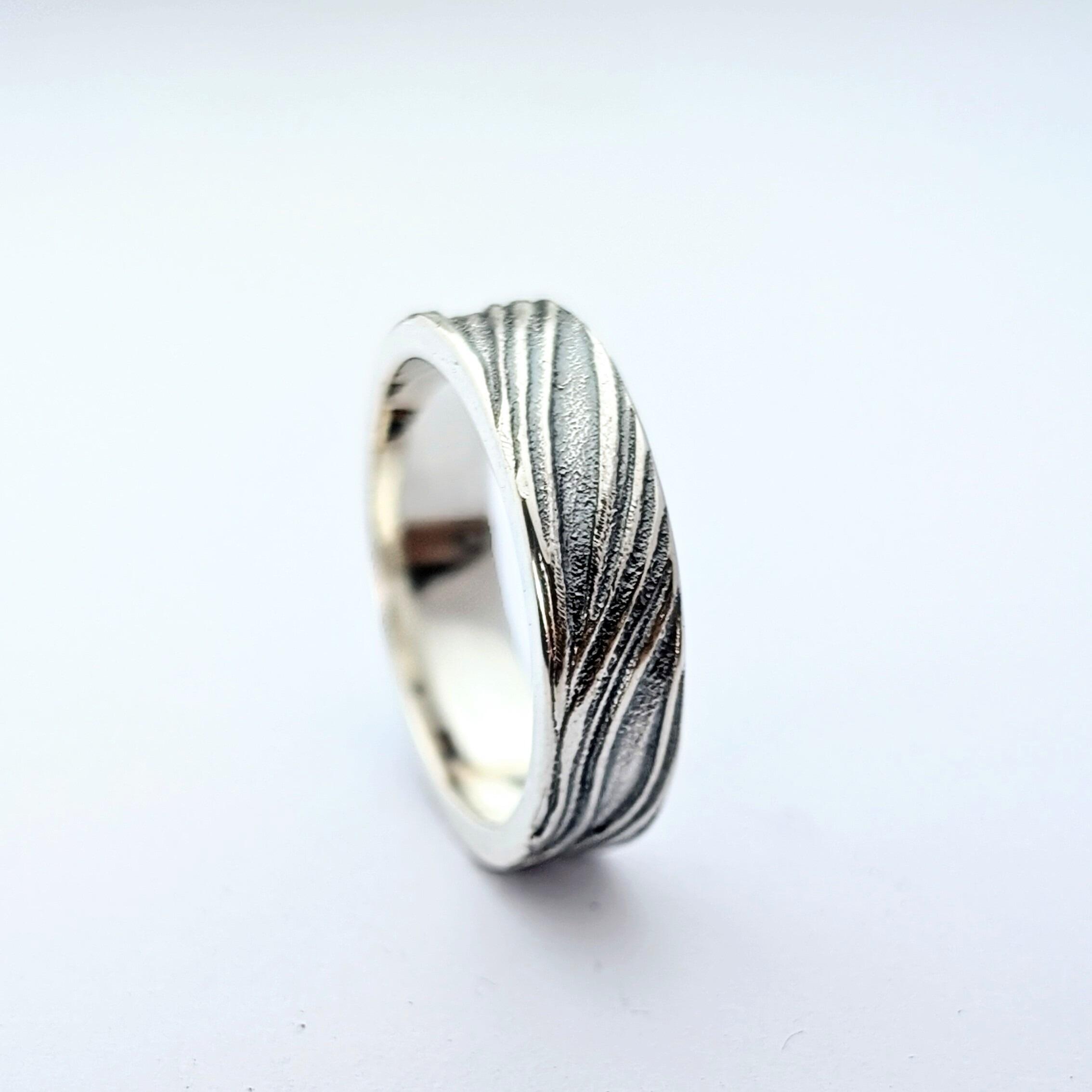 Threads Textured Band, handmade with recycled sterling silver