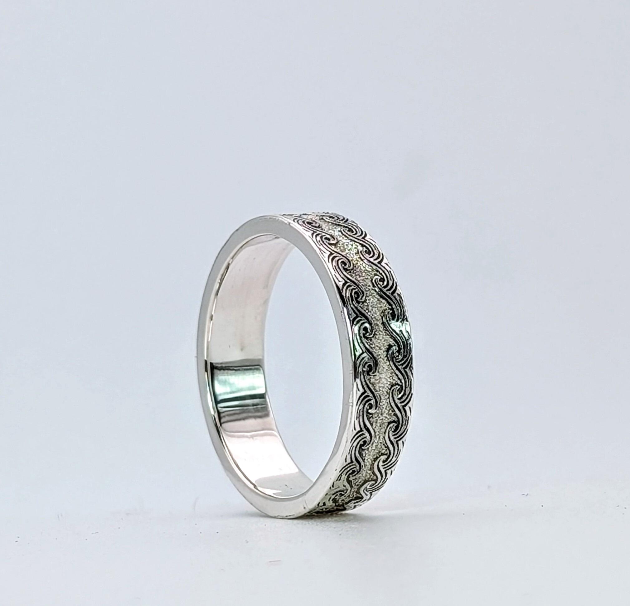 Ring Border Wave Wave Border Ring, handmade with recycled sterling silver