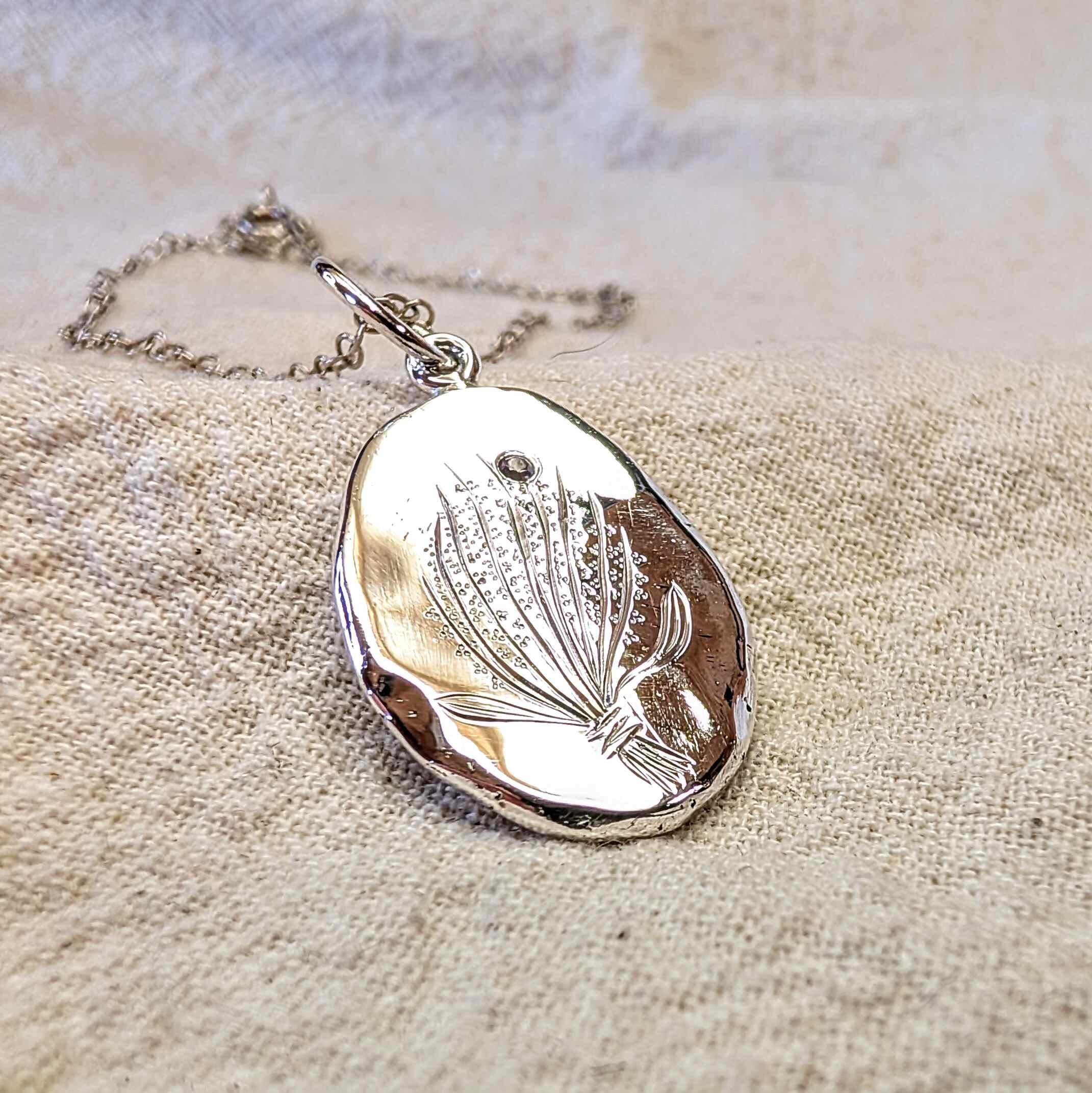 Recycled Sterling Silver Heather Nugget Pendant with Amathyst. Handmade in Scotland.