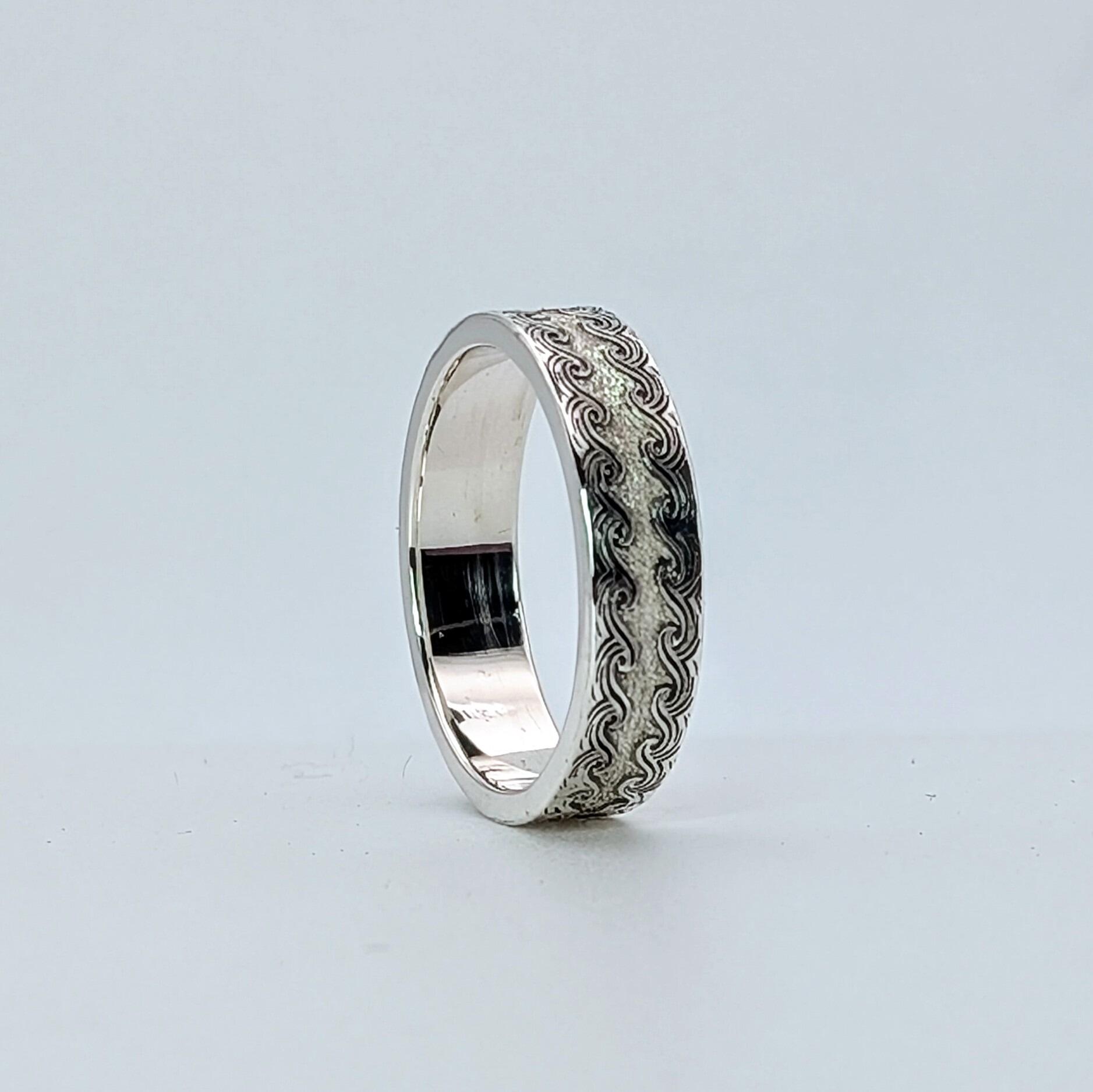 Ring Border Wave Wave Border Ring, handmade with recycled sterling silver