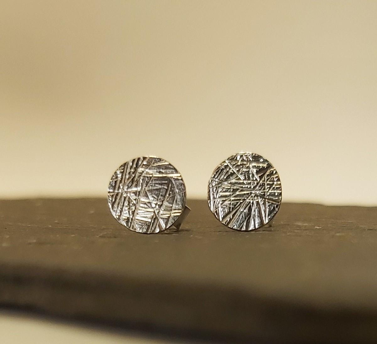 Sterling Silver 6mm Textured Stud Earrings