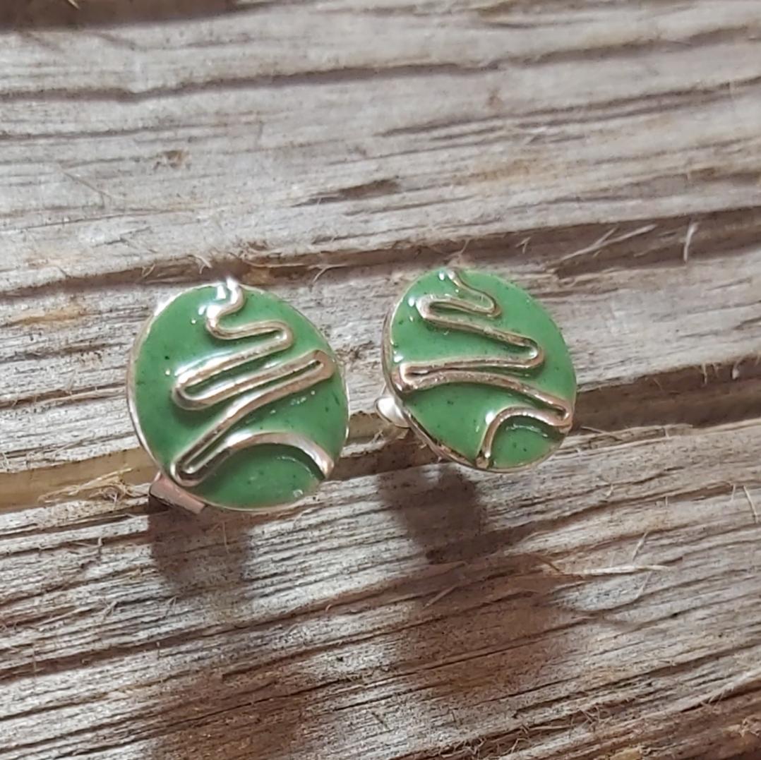 Green Christmas Tree Studs