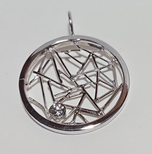 Sterling Silver Web Pendant with CZ