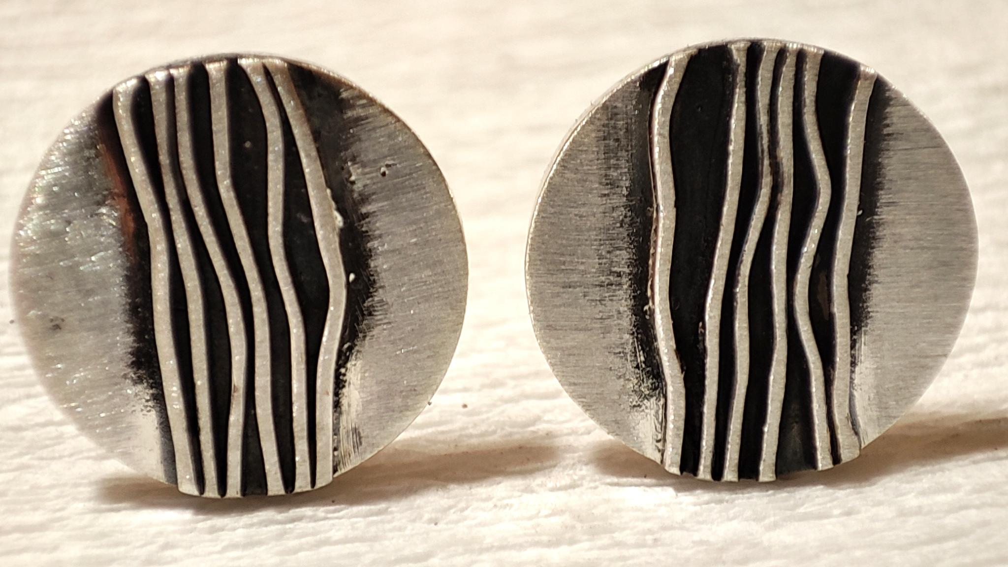 Sterling Silver Ribbed Stud Earrings