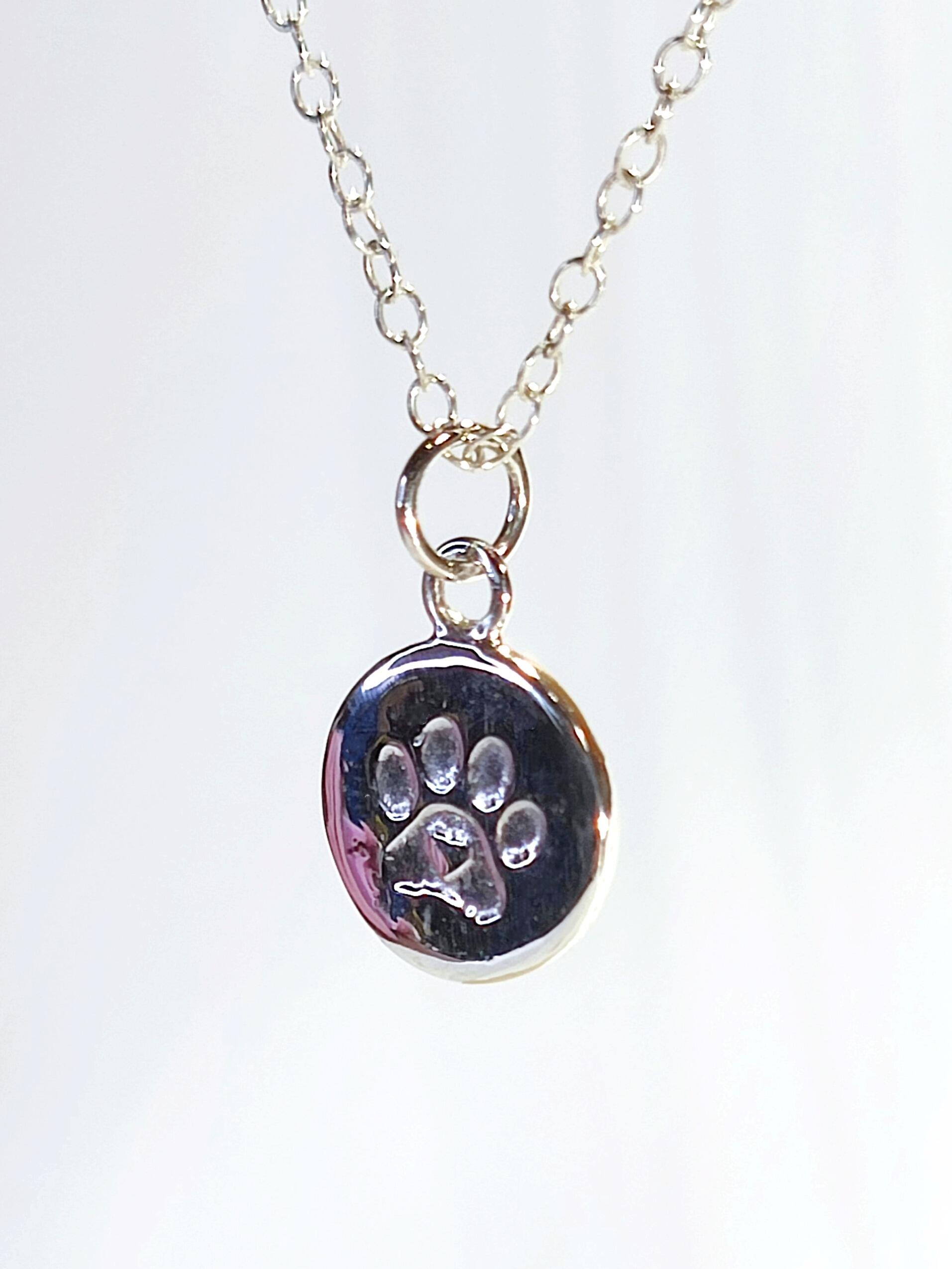 Engraved Paw Heart Necklace, Pet Loss Or Sympathy Gift, Silver Steel